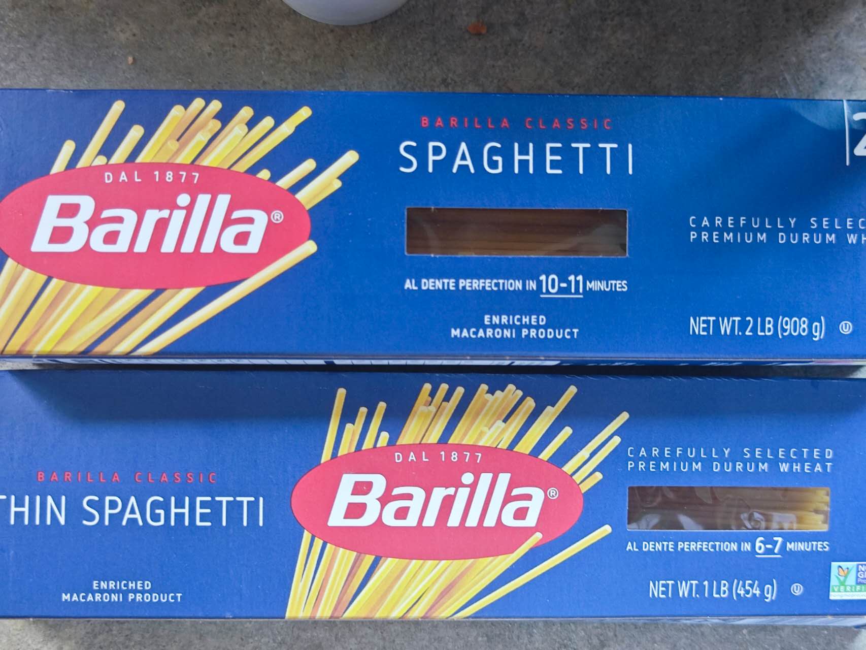 不同种类的意面